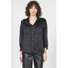 imageDEAR JOHN Adrianna Satin Stripe Shirt Womens Oversized Button Down Long Sleeve Relaxed Fit BlouseBlack