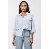 imageDEAR JOHN Adrianna Satin Stripe Shirt Womens Oversized Button Down Long Sleeve Relaxed Fit BlouseSkyway