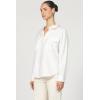 imageDEAR JOHN Adrianna Satin Stripe Shirt Womens Oversized Button Down Long Sleeve Relaxed Fit BlouseWhite Blanketstitch
