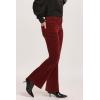 imageDEAR JOHN Rosa Flare Pants Womens Mid Rise Full Length Classic Fit Stretch Tailored Trouser  Burgundy Velveteen  32