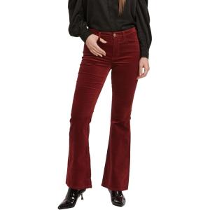 imageDEAR JOHN Rosa Flare Pants Womens Mid Rise Full Length Classic Fit Stretch Tailored Trouser  Burgundy Velveteen  32