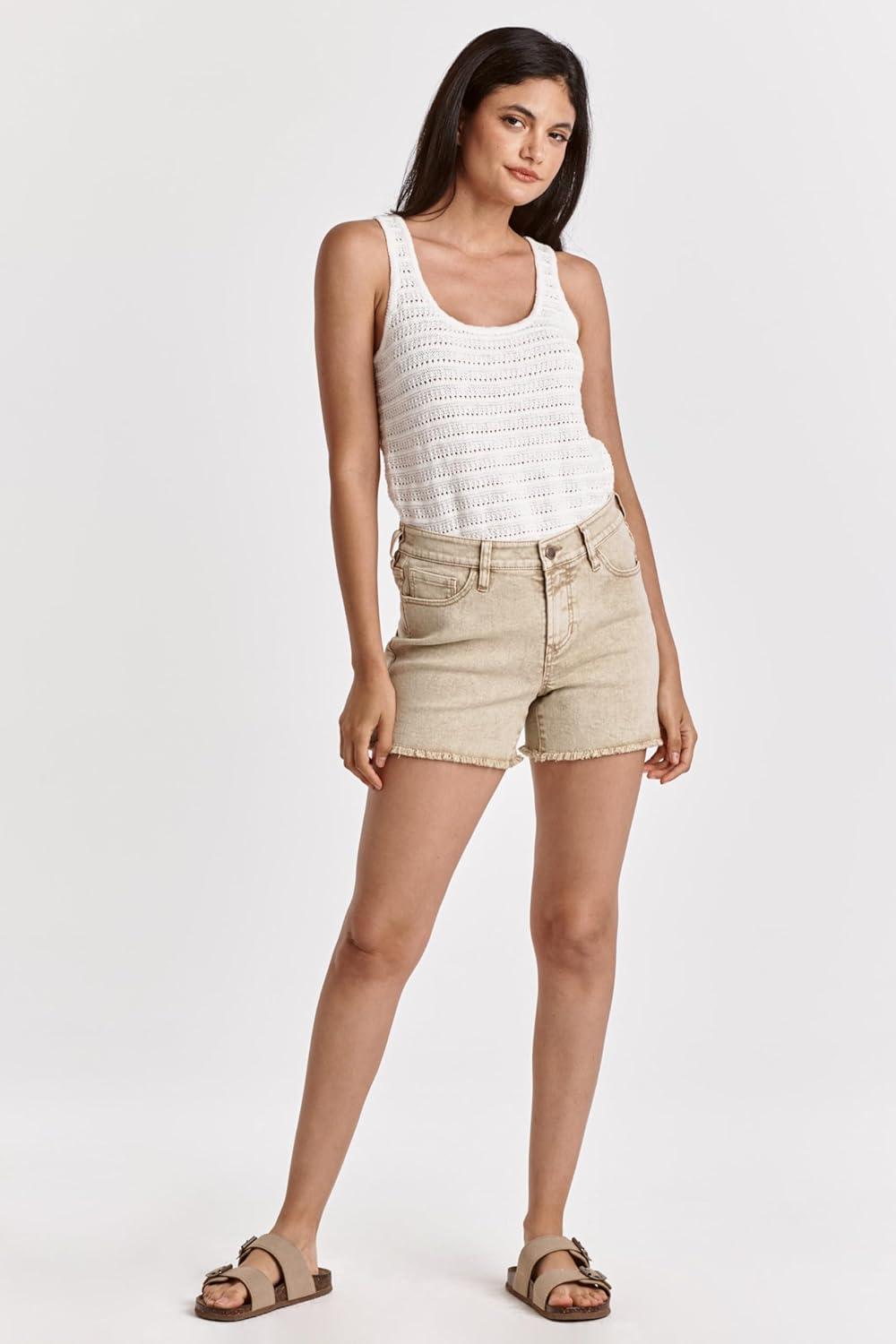 imageDEAR JOHN Gigi Womens Casual Shorts MidRise Summer Classic Comfort Fit Dressy Classy Lounge Wear ShortGolden Road