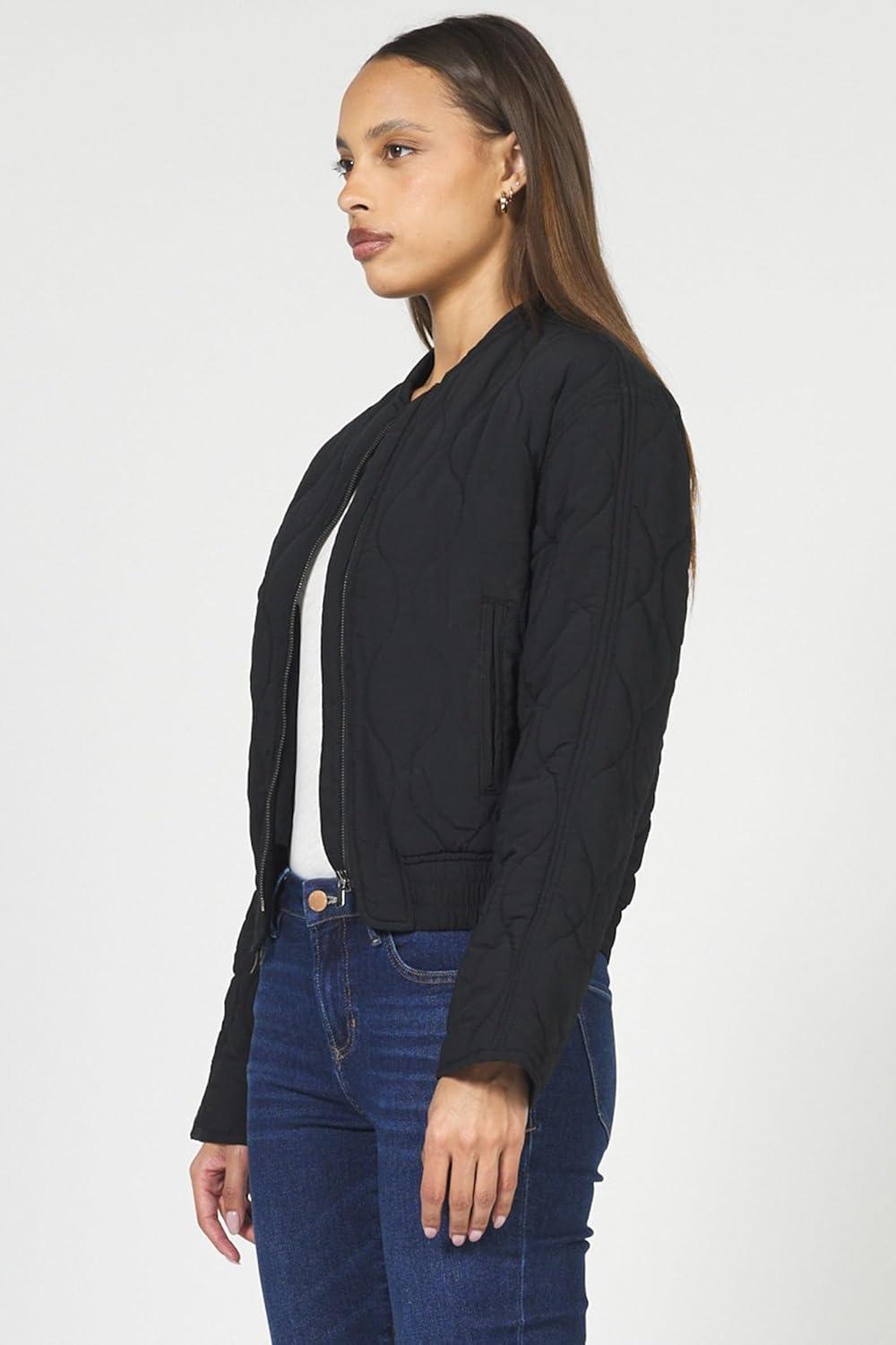 imageDEAR JOHN Maverick Jacket Quilted Zip Front Long Sleeve Relaxed Fit Outerwear Layering Essential  Vetiver  XSmallBlack