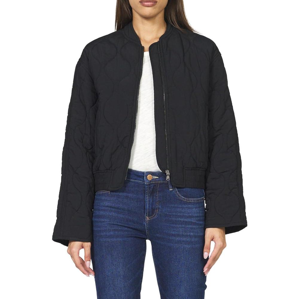 imageDEAR JOHN Maverick Jacket Quilted Zip Front Long Sleeve Relaxed Fit Outerwear Layering Essential  Vetiver  XSmallBlack