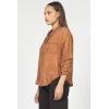 imageDEAR JOHN Adrianna Satin Stripe Shirt Womens Oversized Button Down Long Sleeve Relaxed Fit BlousePumpkin Spice