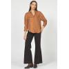 imageDEAR JOHN Adrianna Satin Stripe Shirt Womens Oversized Button Down Long Sleeve Relaxed Fit BlousePumpkin Spice