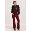 imageDEAR JOHN Rosa Flare Pants Womens Mid Rise Full Length Classic Fit Stretch Tailored Trouser  Burgundy Velveteen  29
