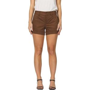 imageDEAR JOHN Hampton Shorts Womens Low Rise Trouser Leg Cuffed Hem Stretch Twill ShortBrownie