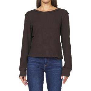 imageDEAR JOHN Ania Top Womens Long Sleeve Crew Neck Slim Fit ThermalChocolate Torte