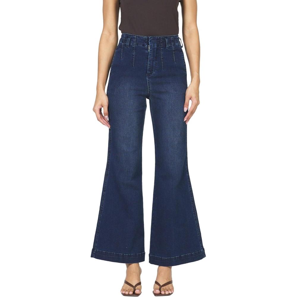 imageDEAR JOHN Audrey Wide Leg Jeans Womens High Rise Clean Hem Full Inseam DenimMega Vibe