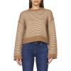 imageDEAR JOHN Pasquette Sweater Womens Relaxed Fit Cropped Knit Crew Neck Long SleeveMocha Stripe
