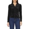 imageDEAR JOHN Romy Velvet Shirt Womens Long Sleeve Button Down Ruched Front Classic Fit BlouseBlack