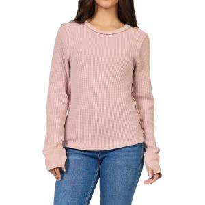 image:imageDEAR JOHN Ania Thermal Top Womens Slim Fit Long Sleeve Crew Neck Waffle Knit ShirtPink Clay