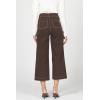 image:imageDEAR JOHN Audrey Wide Leg Jeans Women s High Rise Cropped Color Denim Comfort Stretch Clean HemChocolate Torte