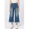 image:imageDEAR JOHN Audrey Wide Leg Jeans Women s High Rise Cropped Color Denim Comfort Stretch Clean HemLagoon