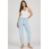 image:imageDEAR JOHN Everett High Rise Tapered Leg Jeans for Women Cuffed Hem Cropped LengthBubble Bath