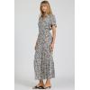 image:imageDEAR JOHN Graciela Relaxed Long Sleeve VNeck ButtonFront Maxi Dress for Women Flowing Silhouette Collared FinishBlack Pansey
