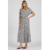 image:imageDEAR JOHN Graciela Relaxed Long Sleeve VNeck ButtonFront Maxi Dress for Women Flowing Silhouette Collared FinishBlack Pansey