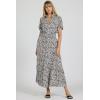 image:imageDEAR JOHN Graciela Relaxed Long Sleeve VNeck ButtonFront Maxi Dress for Women Flowing Silhouette Collared FinishBlack Pansey