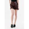 image:imageDEAR JOHN North Hampton Novelty Shorts Womens Mid Rise Trouser Leg Cuffed HemBurgundy Vegan Leather