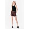 image:imageDEAR JOHN North Hampton Novelty Shorts Womens Mid Rise Trouser Leg Cuffed HemBurgundy Vegan Leather