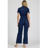 image:imageDEAR JOHN Riveter Cropped Denim Jumpsuit for Women ButtonFront Short Sleeve Relaxed Fit Removable Belt  Star Demand  Large