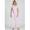 image:imageDEAR JOHN Riveter Cropped Denim Jumpsuit for Women ButtonFront Short Sleeve Relaxed FitPale Lilac
