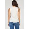 image:imageDEAR JOHN Zo Top Women s Cotton Crew Neck Sleeveless with Raw Edge DetailEgret