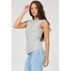 image:imageDEAR JOHN Zo Top Women s Cotton Crew Neck Sleeveless with Raw Edge DetailHeather Grey