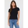 image:imageDEAR JOHN Zuma Top Womens Fitted Rayon Blend Crew Neck Short Sleeve with Scallop TrimBlack