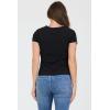 image:imageDEAR JOHN Zuma Top Womens Fitted Rayon Blend Crew Neck Short Sleeve with Scallop TrimBlack