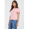 image:imageDEAR JOHN Zuma Top Womens Fitted Rayon Blend Crew Neck Short Sleeve with Scallop TrimTea Rose Cord