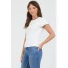 image:imageDEAR JOHN Zuma Top Womens Fitted Rayon Blend Crew Neck Short Sleeve with Scallop TrimWhite