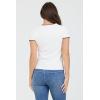 image:imageDEAR JOHN Zuma Top Womens Fitted Rayon Blend Crew Neck Short Sleeve with Scallop TrimWhite