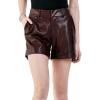 image:imageDEAR JOHN North Hampton Novelty Shorts Womens Mid Rise Trouser Leg Cuffed HemBurgundy Vegan Leather