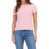 image:imageDEAR JOHN Zuma Top Womens Fitted Rayon Blend Crew Neck Short Sleeve with Scallop TrimTea Rose Cord