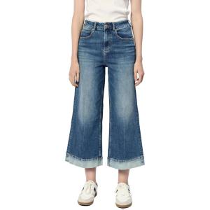 image:imageDEAR JOHN Audrey Wide Leg Jeans Women s High Rise Cropped Color Denim Comfort Stretch Clean HemLagoon