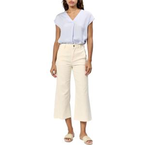 image:imageDEAR JOHN Audrey Wide Leg Jeans Women s High Rise Cropped Color Denim Comfort Stretch Clean HemWheat