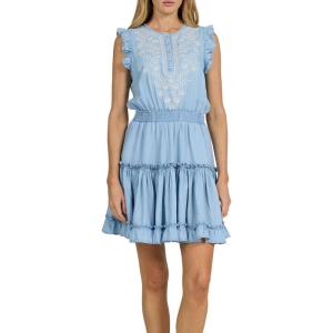 image:imageDEAR JOHN Narissa Sleeveless Embroidery Mini Dress for WomenCarolina Blue