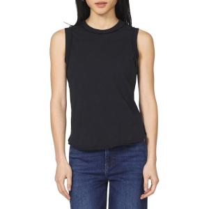 image:imageDEAR JOHN Zo Top Women s Cotton Crew Neck Sleeveless with Raw Edge DetailBlack