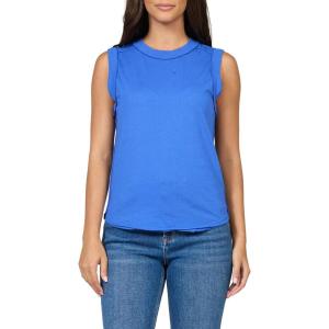 image:imageDEAR JOHN Zo Top Women s Cotton Crew Neck Sleeveless with Raw Edge DetailDazzling Blue