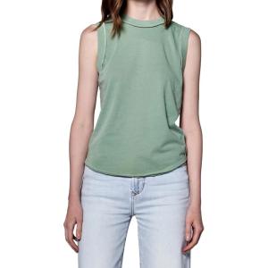 image:imageDEAR JOHN Zo Top Women s Cotton Crew Neck Sleeveless with Raw Edge DetailIceberg Green