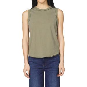 image:imageDEAR JOHN Zo Top Women s Cotton Crew Neck Sleeveless with Raw Edge DetailVetiver
