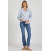 image:imageDEAR JOHN Adrianna Satin Stripe Shirt Womens Oversized Button Down Long Sleeve Relaxed Fit BlouseBlue Rama Emb