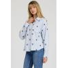 image:imageDEAR JOHN Adrianna Satin Stripe Shirt Womens Oversized Button Down Long Sleeve Relaxed Fit BlouseBlue Rama Emb