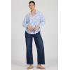 image:imageDEAR JOHN Adrianna Satin Stripe Shirt Womens Oversized Button Down Long Sleeve Relaxed Fit BlouseFloral Burnout