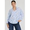 image:imageDEAR JOHN Adrianna Satin Stripe Shirt Womens Oversized Button Down Long Sleeve Relaxed Fit BlouseFloral Burnout