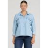 image:imageDEAR JOHN Adrianna Satin Stripe Shirt Womens Oversized Button Down Long Sleeve Relaxed Fit BlouseLight Blue