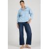 image:imageDEAR JOHN Adrianna Satin Stripe Shirt Womens Oversized Button Down Long Sleeve Relaxed Fit BlouseLight Blue