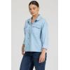 image:imageDEAR JOHN Adrianna Satin Stripe Shirt Womens Oversized Button Down Long Sleeve Relaxed Fit BlouseLight Blue